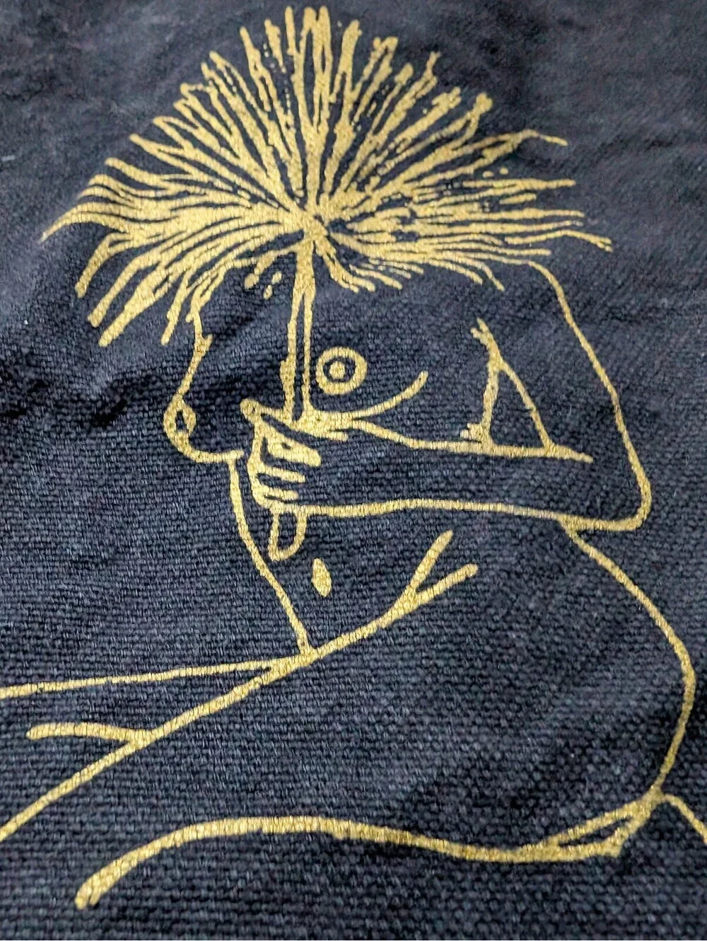 Eraduera Black Canvas Tote Bag with Gold Art Print